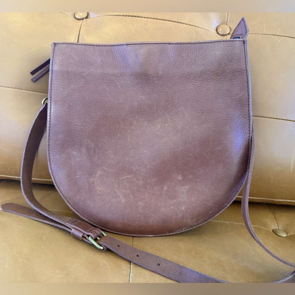 Madewell Brown Saddle Leather Bucket Crossbody Purse